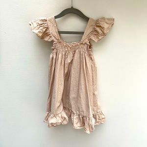 Sun dress with ruffle trim and flutter sleeves